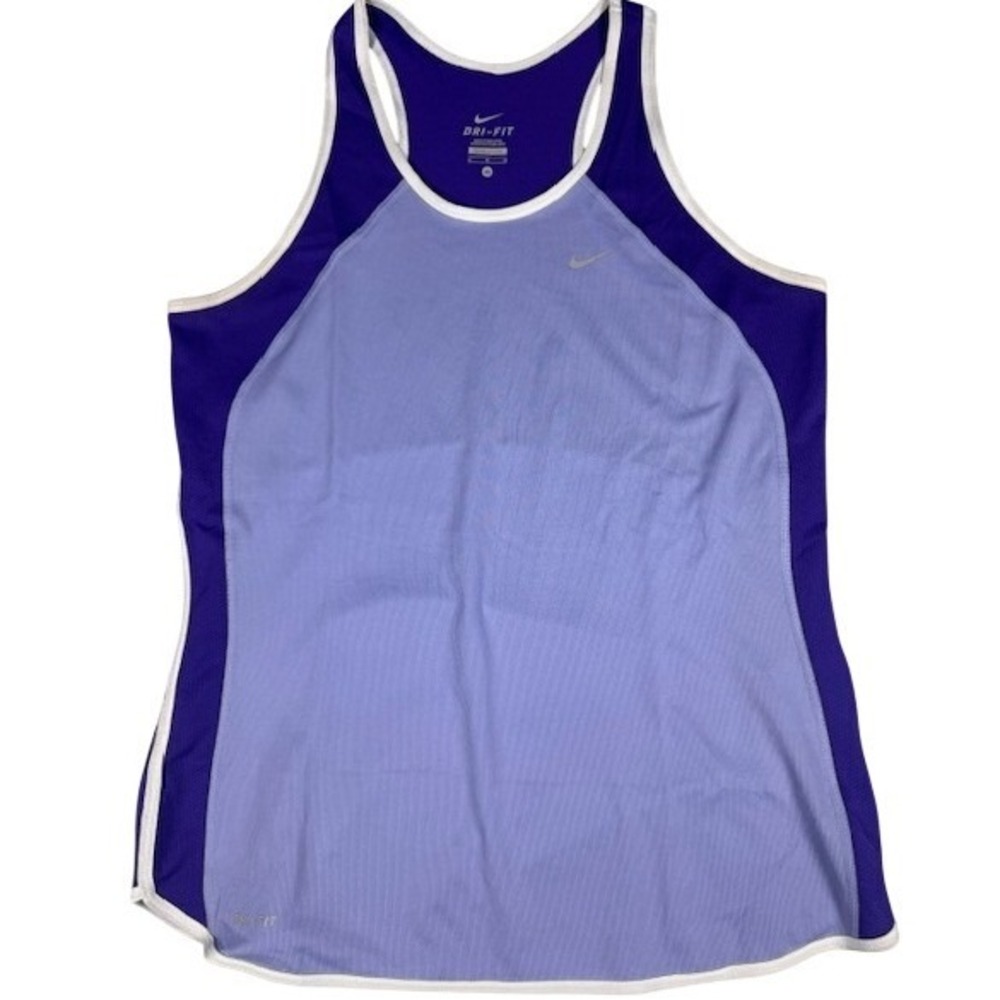 Nike Tank Top Womens M Dri-FIT Racerback Purple Colorblock‎ Athletic Workout